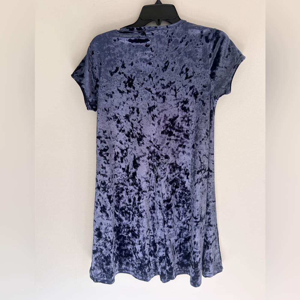 Z SUPPLY Crushed Velvet Mini Swing Dress Navy 90s Grunge Whimsigoth Vamp Size XS - Picture 9 of 11